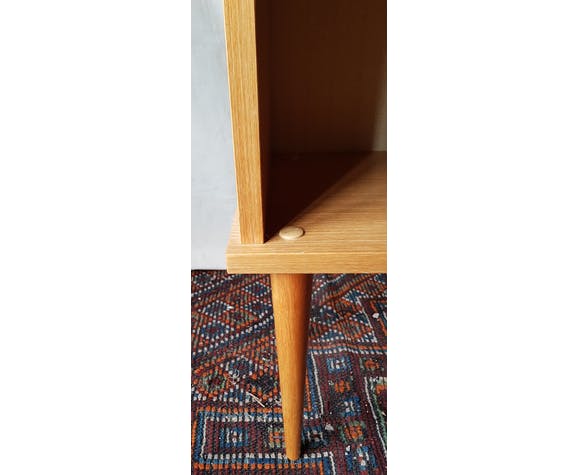 70s light oak bedside