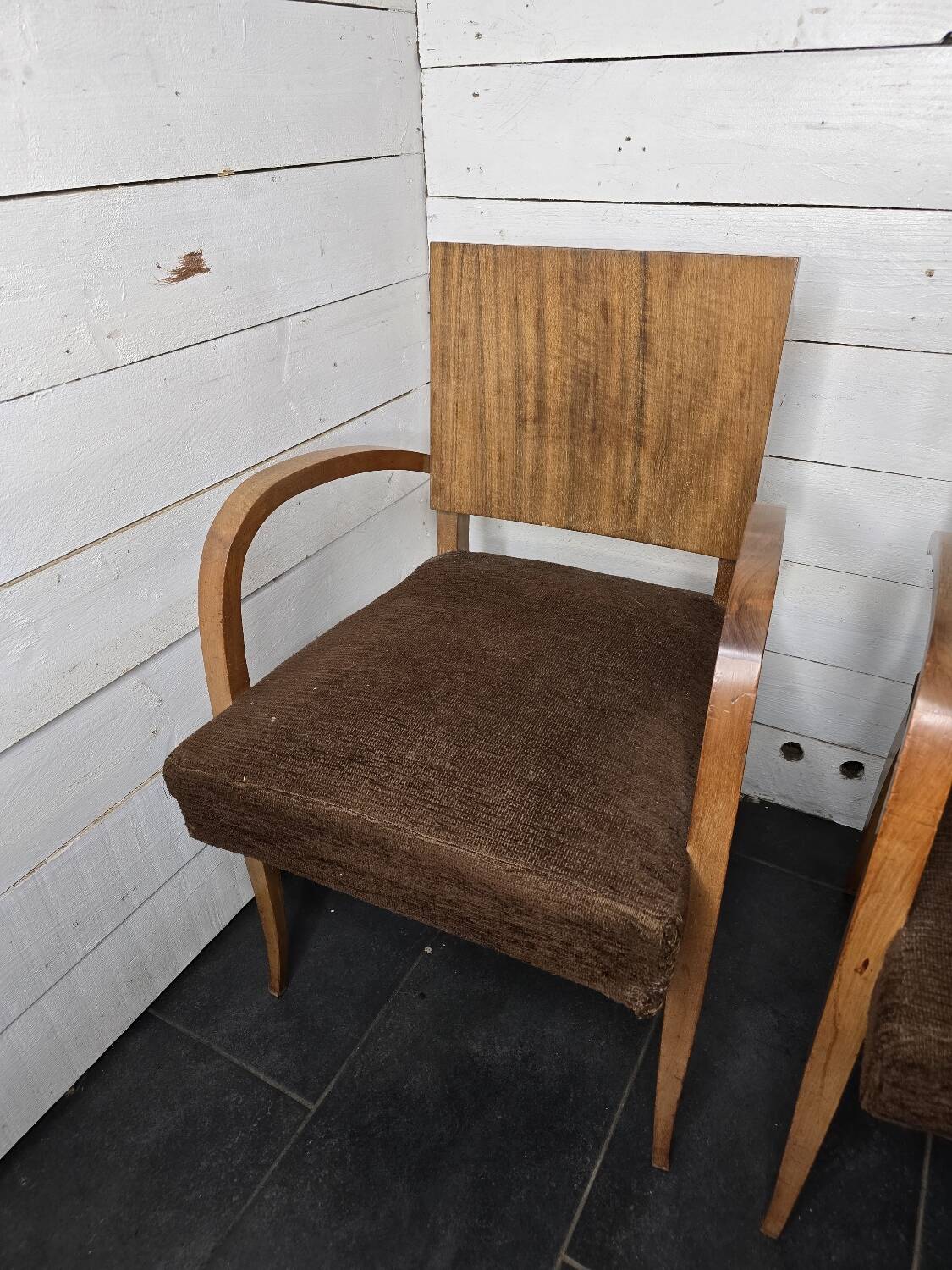 Vintage walnut bridge chairs