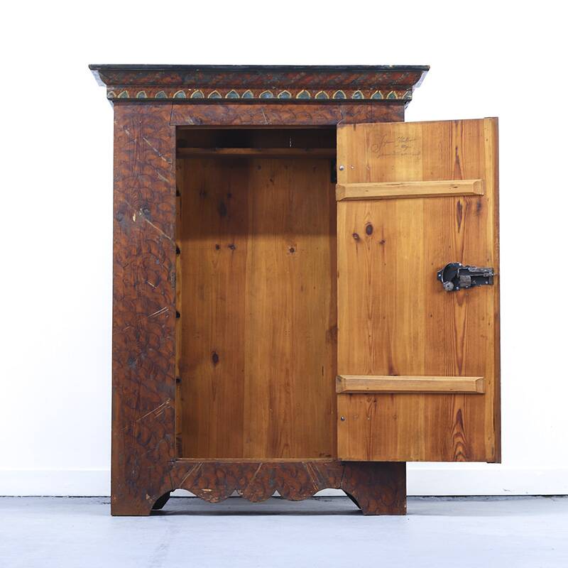 Rustic Farmhouse Folk Art Painted Bridal Wardrobe 1759