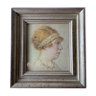 Portrait de femme au pastel début XXe