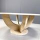 Vintage round ravertine coffee table, 1970s