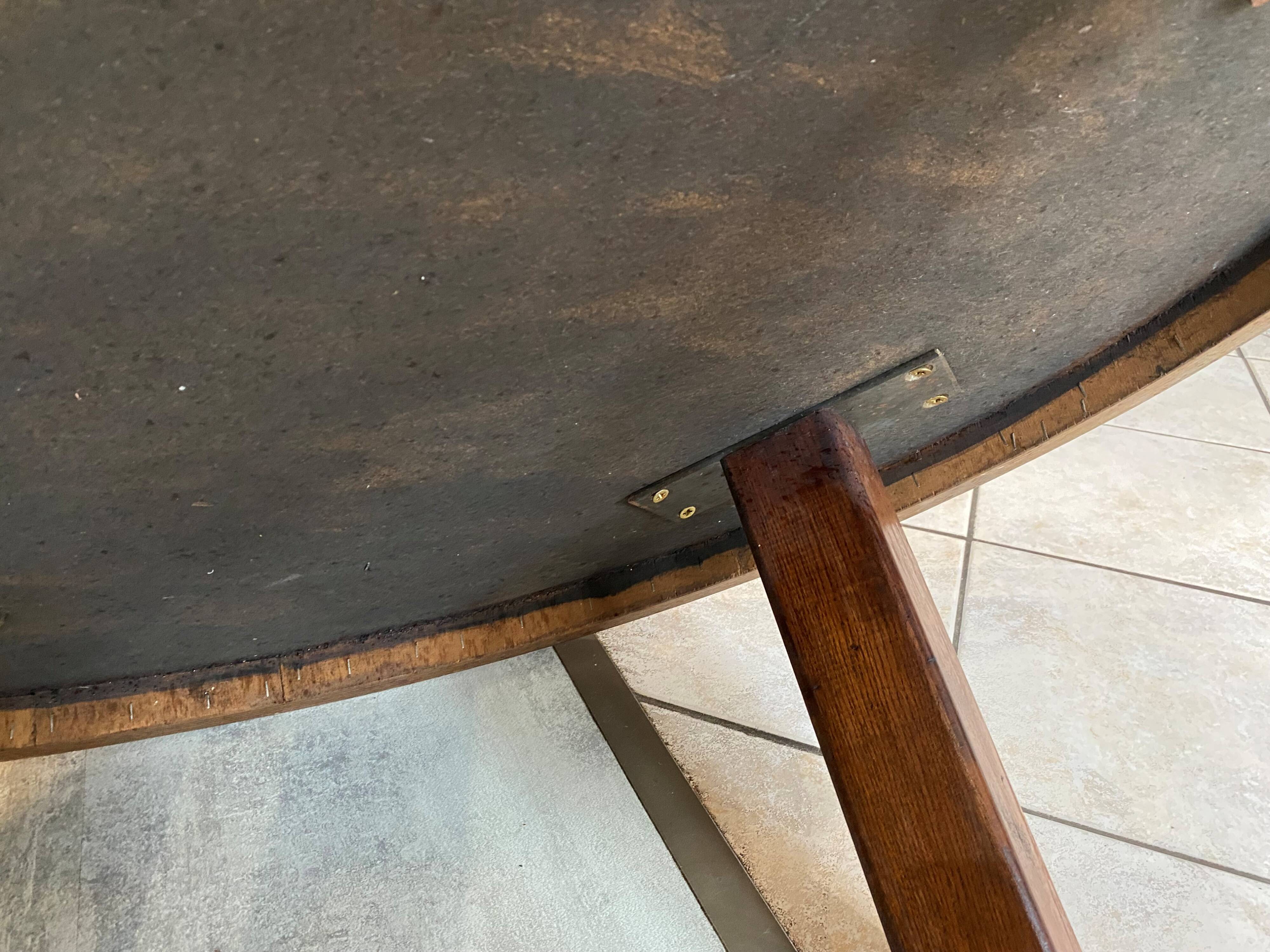 Round oval ceramic coffee table by Barrois Vallauris, 1960, herbarium model