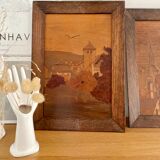 Set of two vintage Alsace wooden frames signed Boll