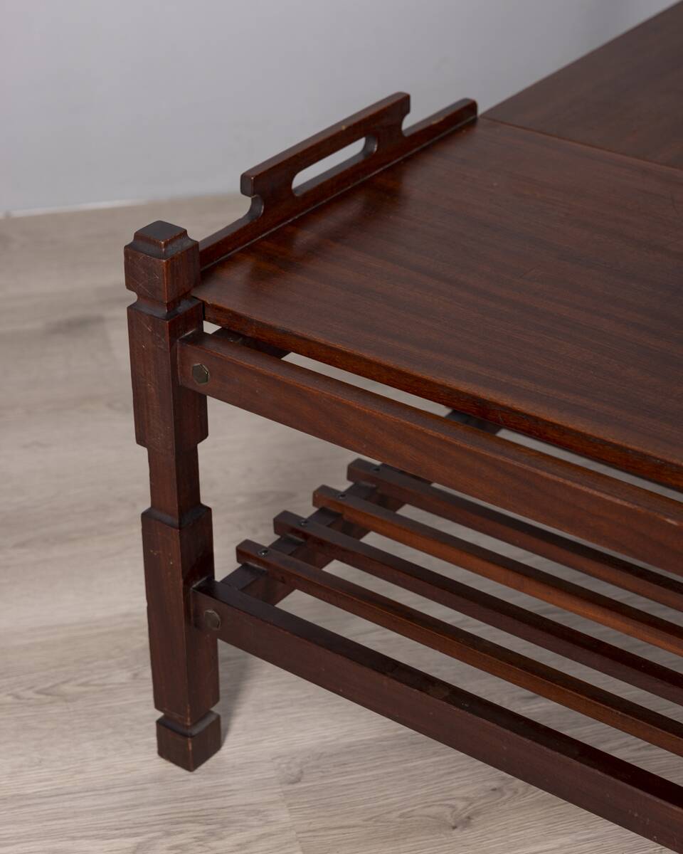 Vintage 1960s coffee table with pull-out tray, Italian design