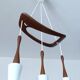 Large Scandinavian Pendant Light, Teak Wood and Glass