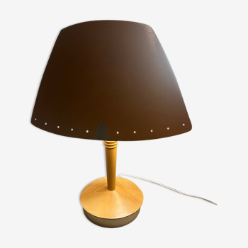 Vintage wooden table lamp by Lucid, French 1970s