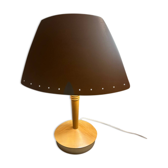 Vintage wooden table lamp by Lucid, French 1970s