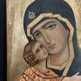 20th century hand-painted gilding wood icon