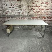 Vintage desk table 1975 in aluminum and melanin by albert rosselli for facomet