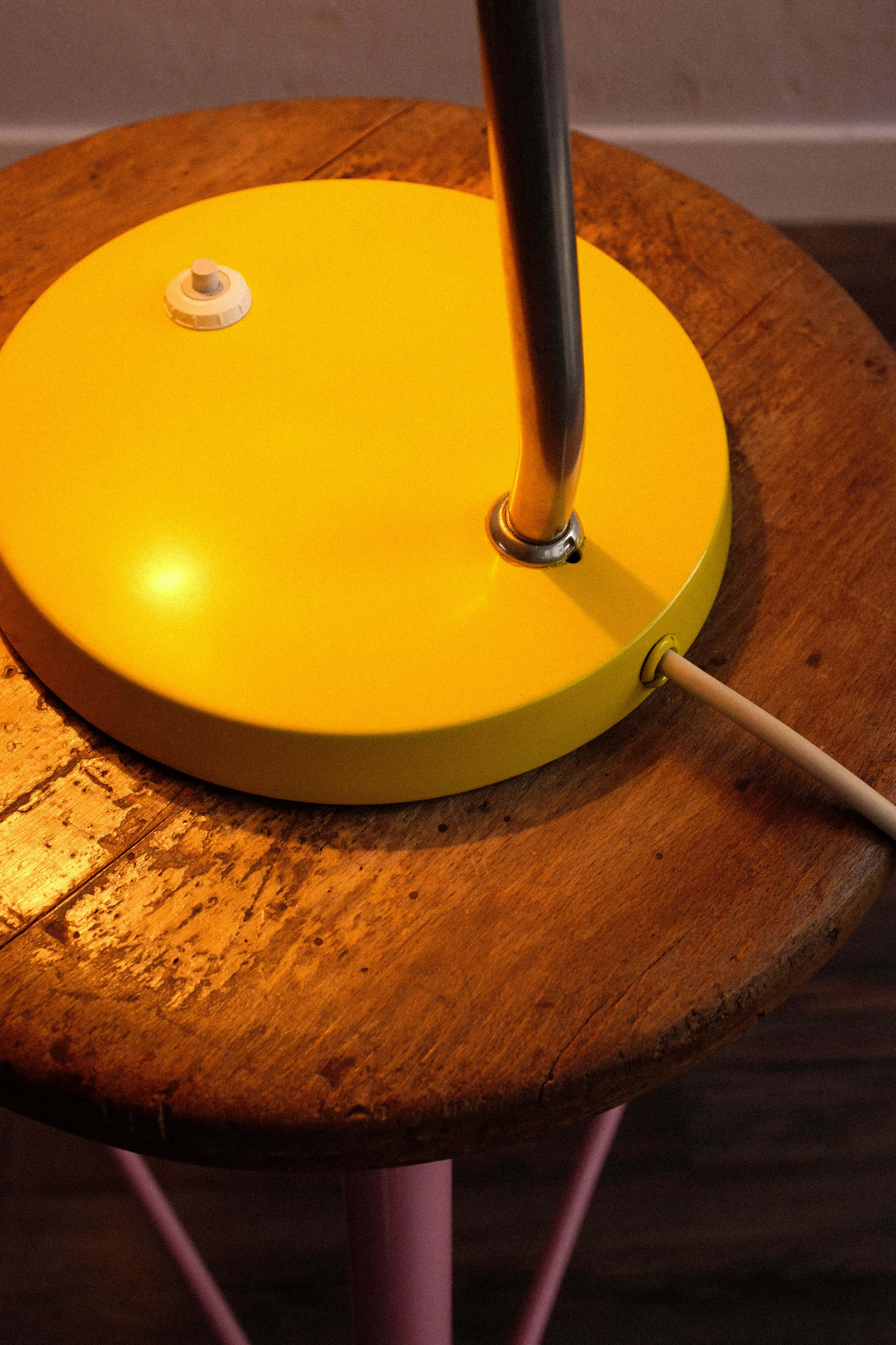 East germany vintage yellow table lamp by veb narva leuchtenbau, 1960s