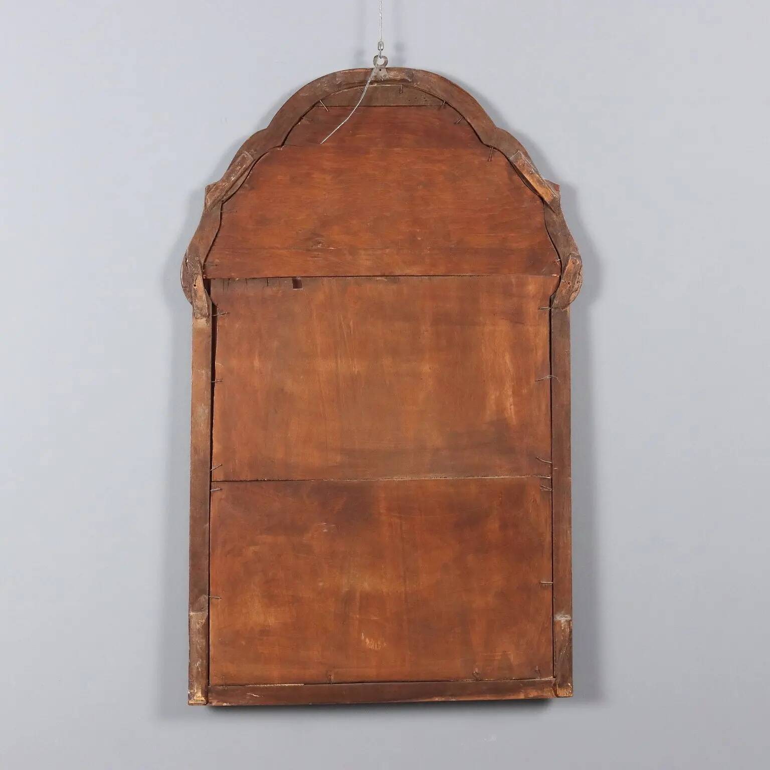 Antique walnut mirror with mercury glass, Italy, 19th century