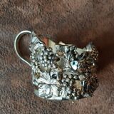 Set of 3 small metal glasses and saucers