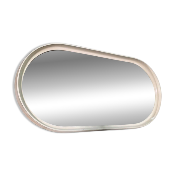 Miroir ovale en laqué blanc des années 70