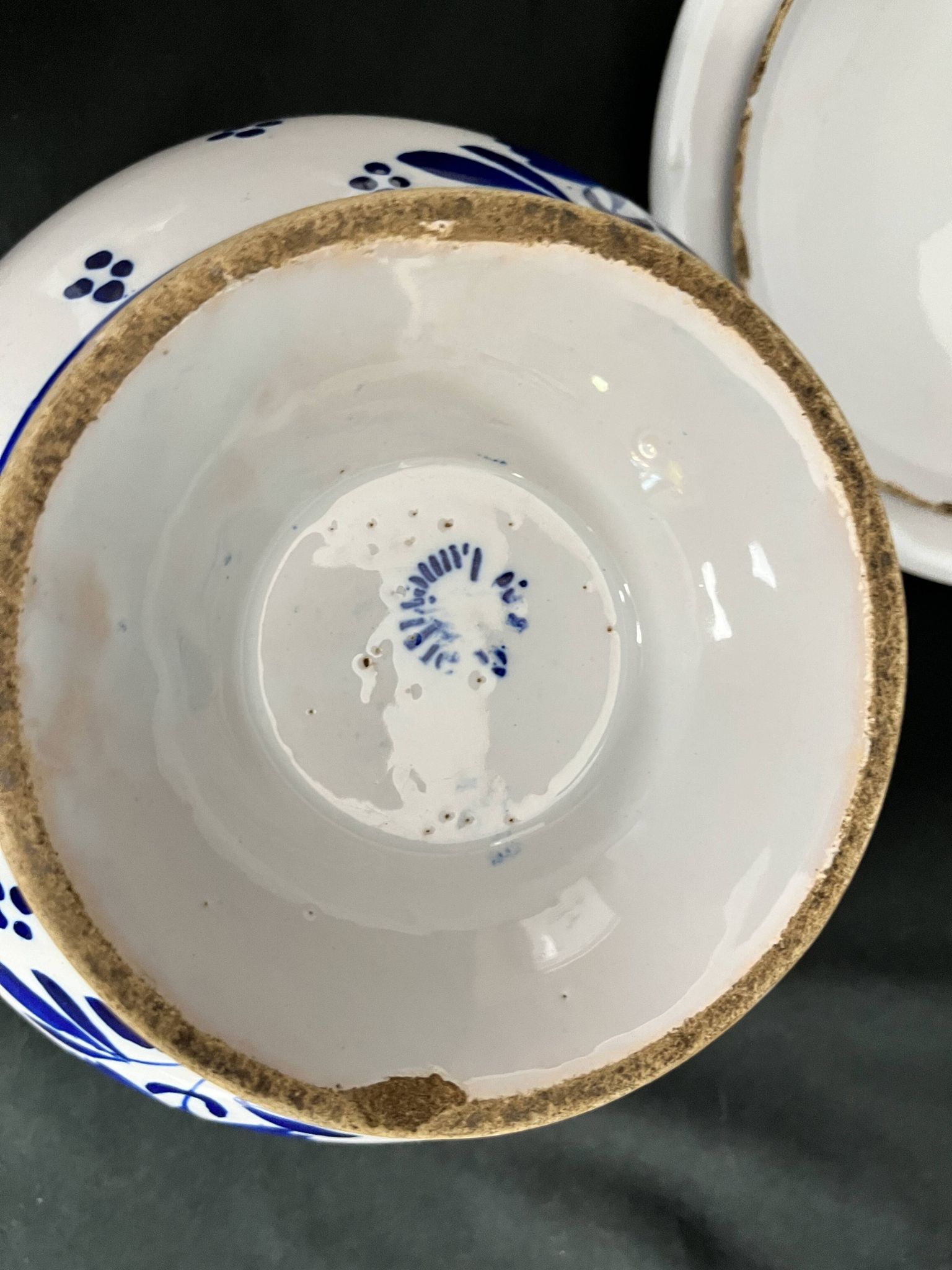 Lunéville, soupière en faïence à décor bleu fin XIXème