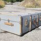 Vintage wooden travel trunk stamped bagage j.m.g.é.