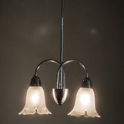 1950s Chrome and Floral Glass Chandelier by Elektroinstala Děčín