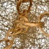 Vintage rope and rattan ball pendant light - 36 cm