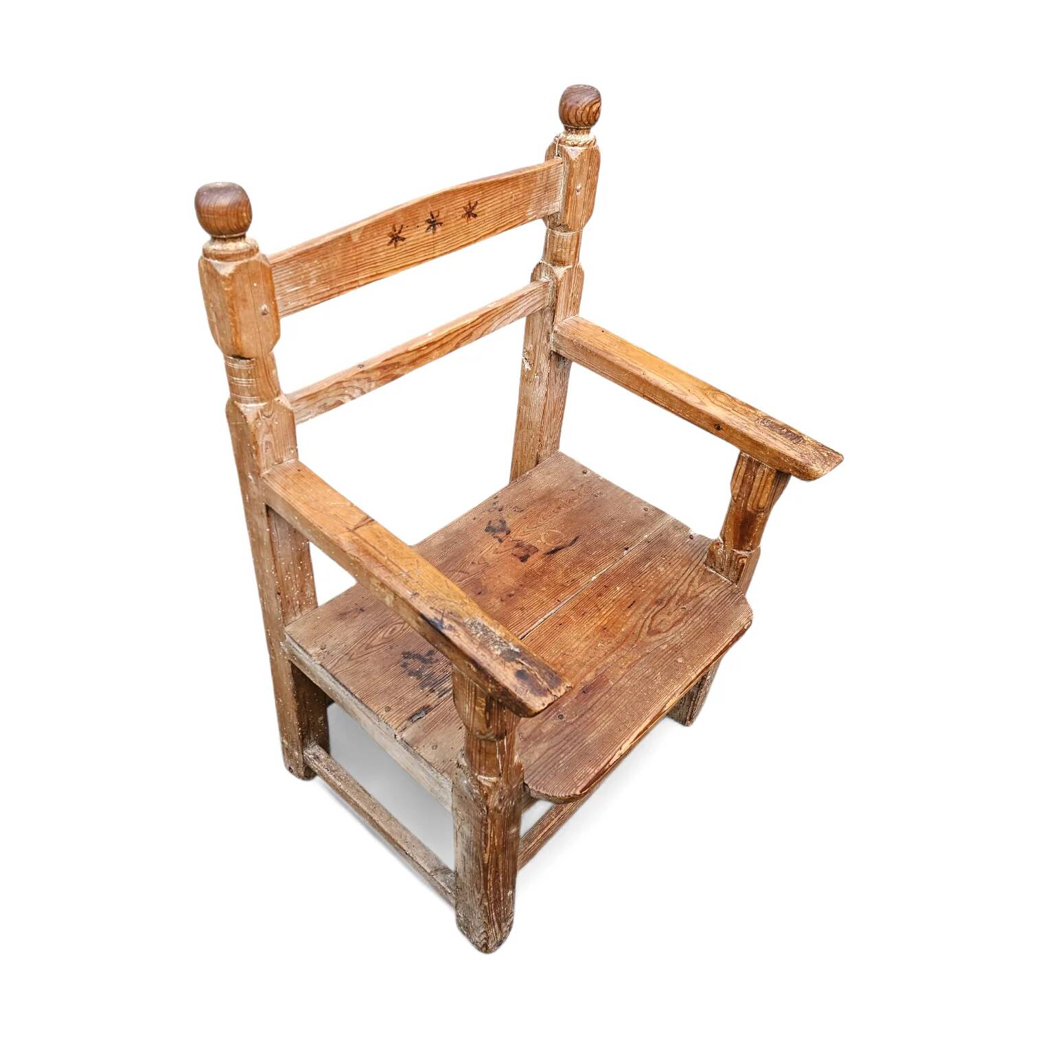 Old Spanish pine wood arm chair