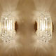 Pair of vintage wall lamps, glass and bronze gilded with fine gold