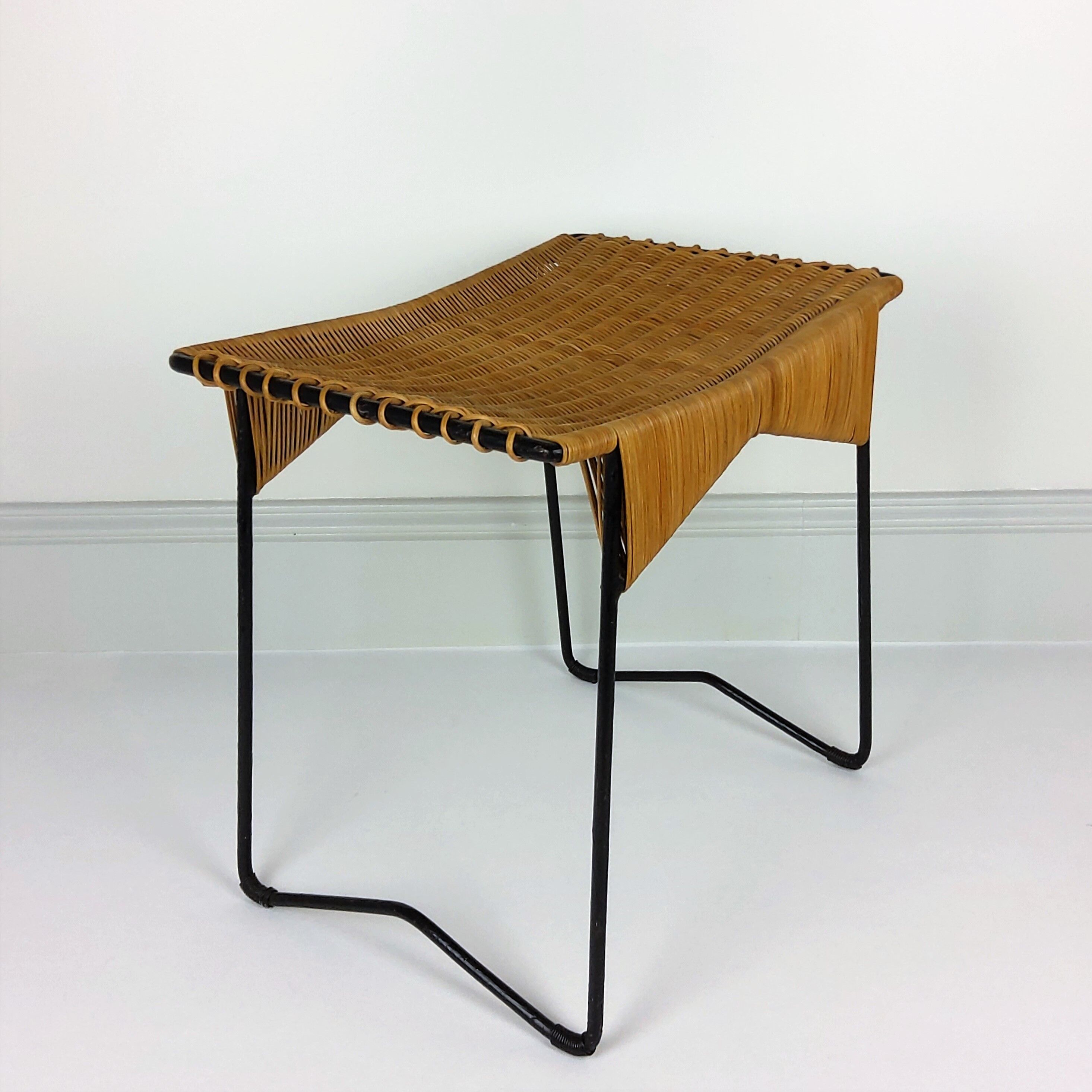 Vintage rattan and metal 1950