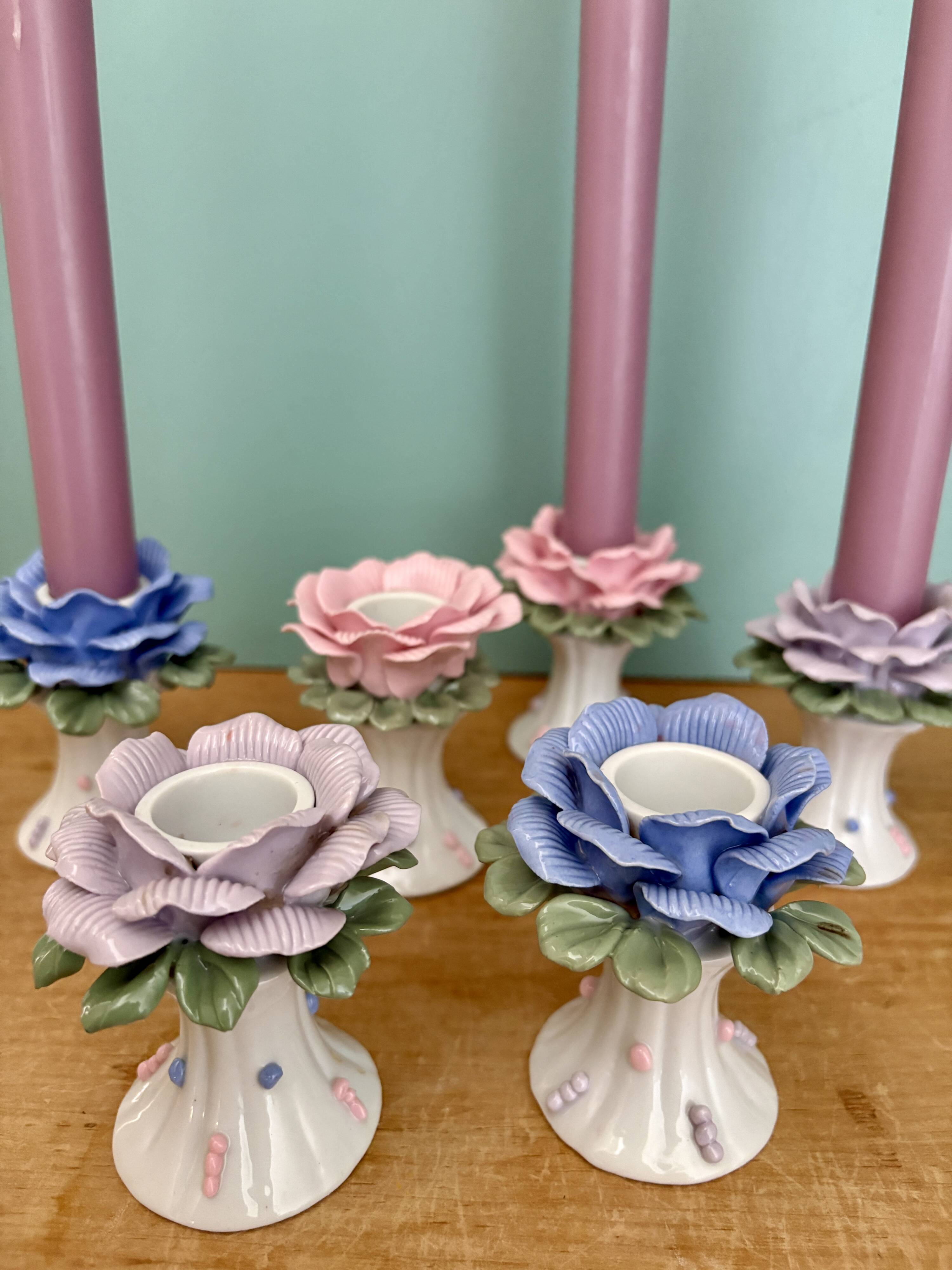 Set of 6 vintage ceramic candle holders