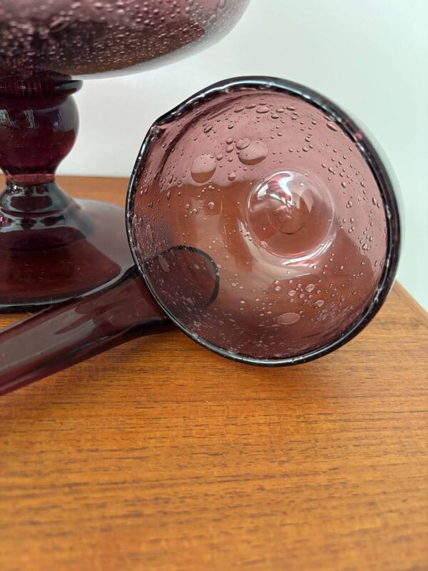 Service à punch vintage  – Verre bullé artisanal, coupe ou louche