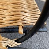 Wicker lyre side table