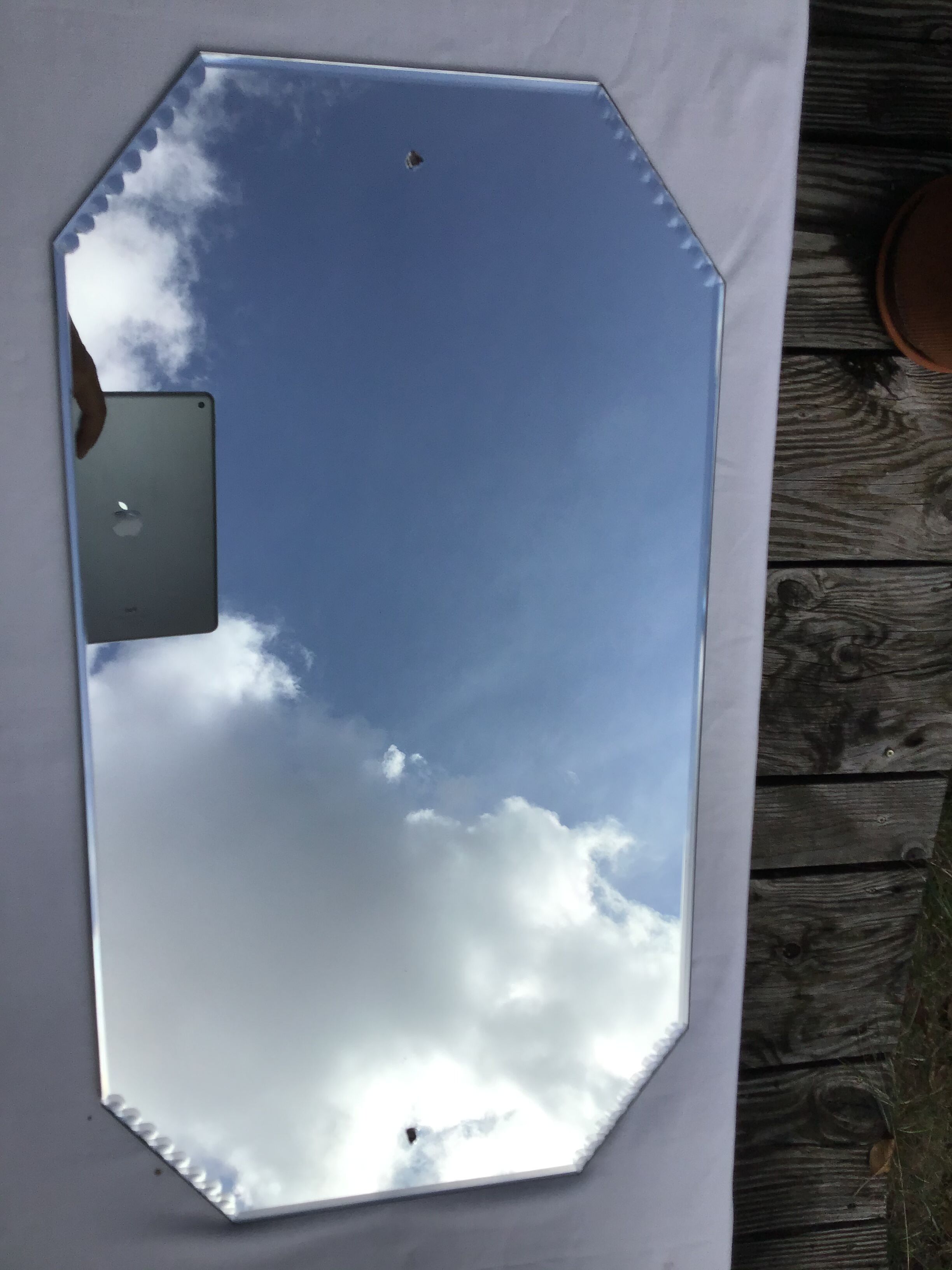 Octagonal bevelled mirror 1930 - 33x60cm