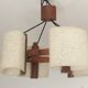 Teak hanging lamp and 4 shades in perpex 1950