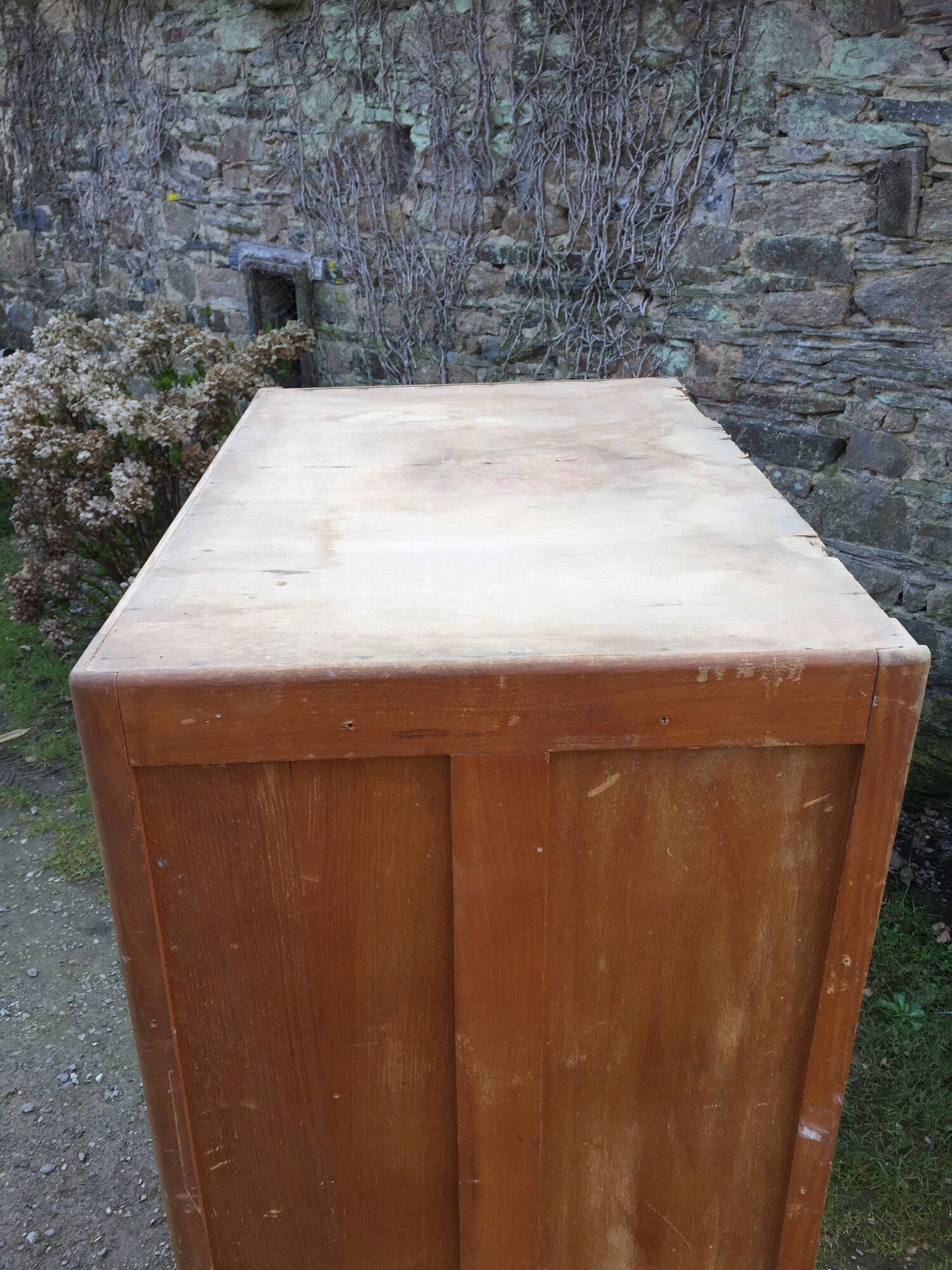 Vintage wardrobe with compass feet in beech