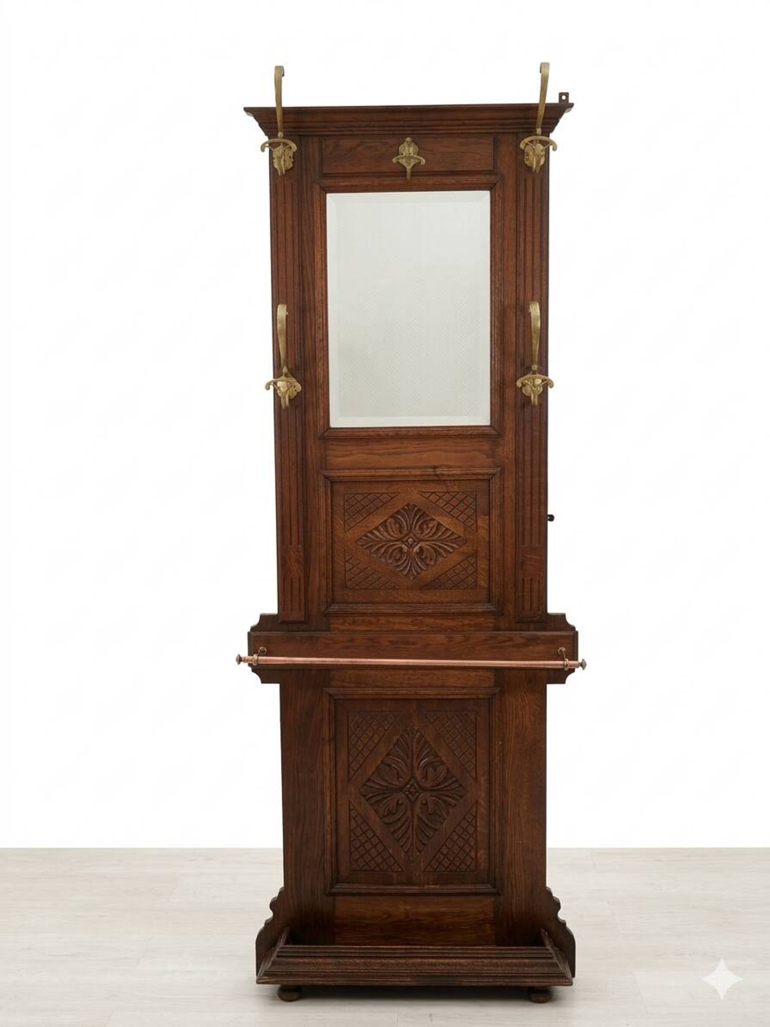 Antique coat rack in solid oak