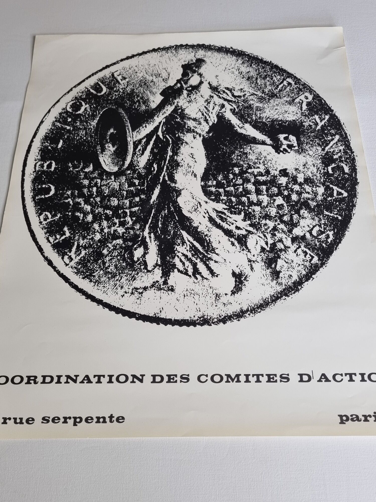 Original poster of May 68, "the sower" demonstrator, after Oscar Roty