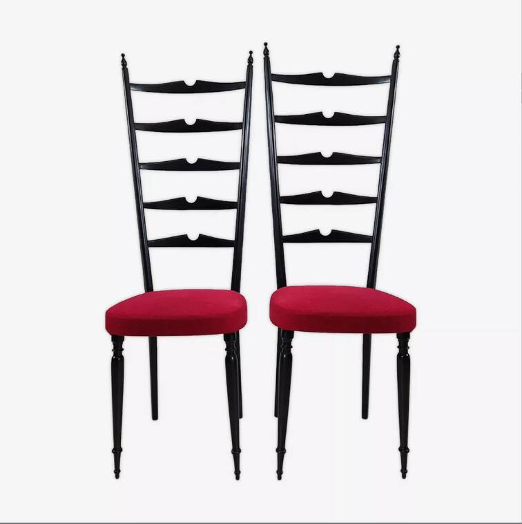 Pair of chiavarine chairs 40/50s high backrest