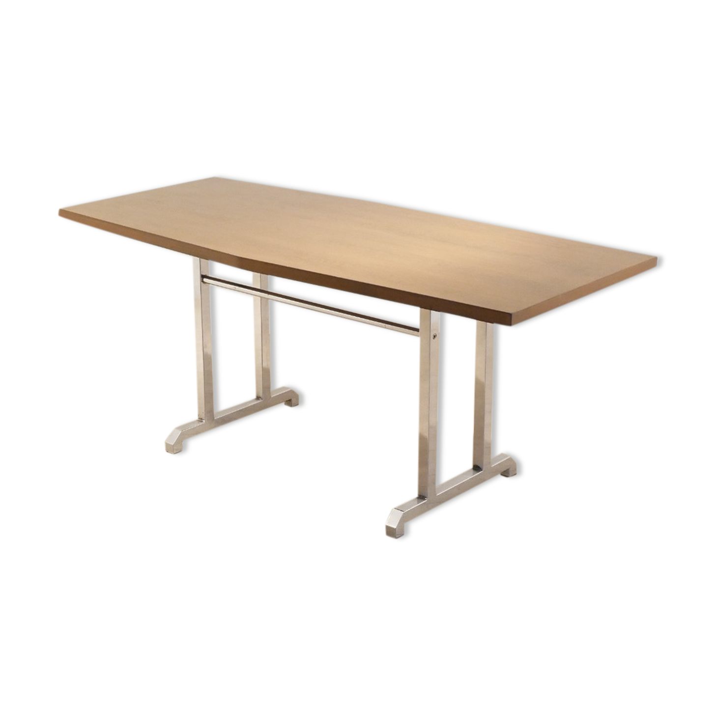 Desk 1970 in teak wood & structure chrome
