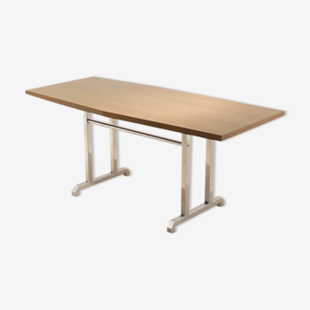 Desk 1970 in teak wood & structure chrome