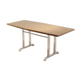 Desk 1970 in teak wood & structure chrome