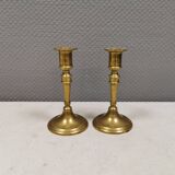 A set of vintage brass candlesticks. Denmark 1960-70s.