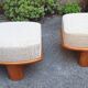 Three-Seater Benches in Sinuous Light Wood and Dedar Fabric, 2000s, Set of 2