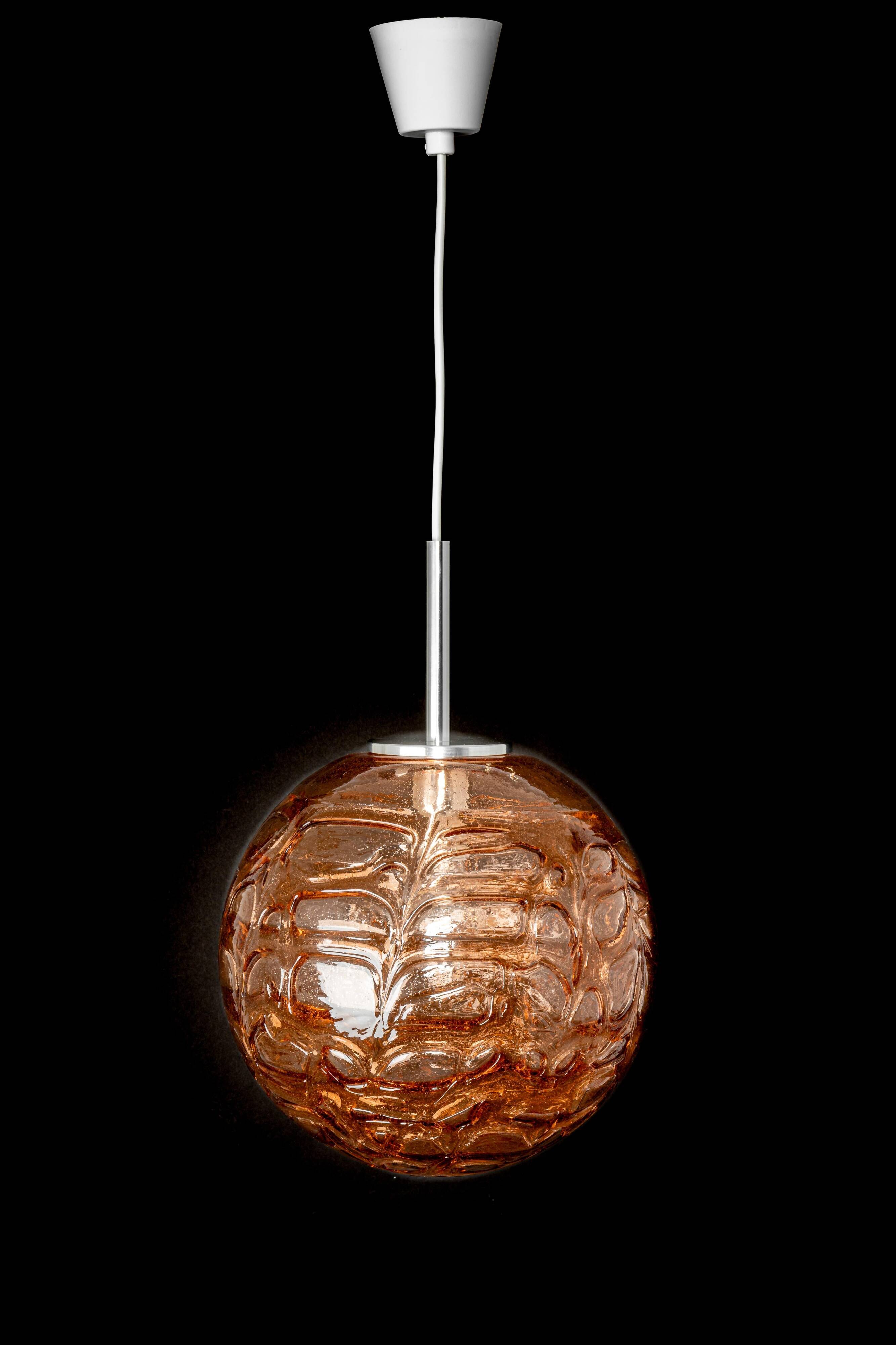 Murano Glass Pink Pendant Light by Doria, Germany, 1970s