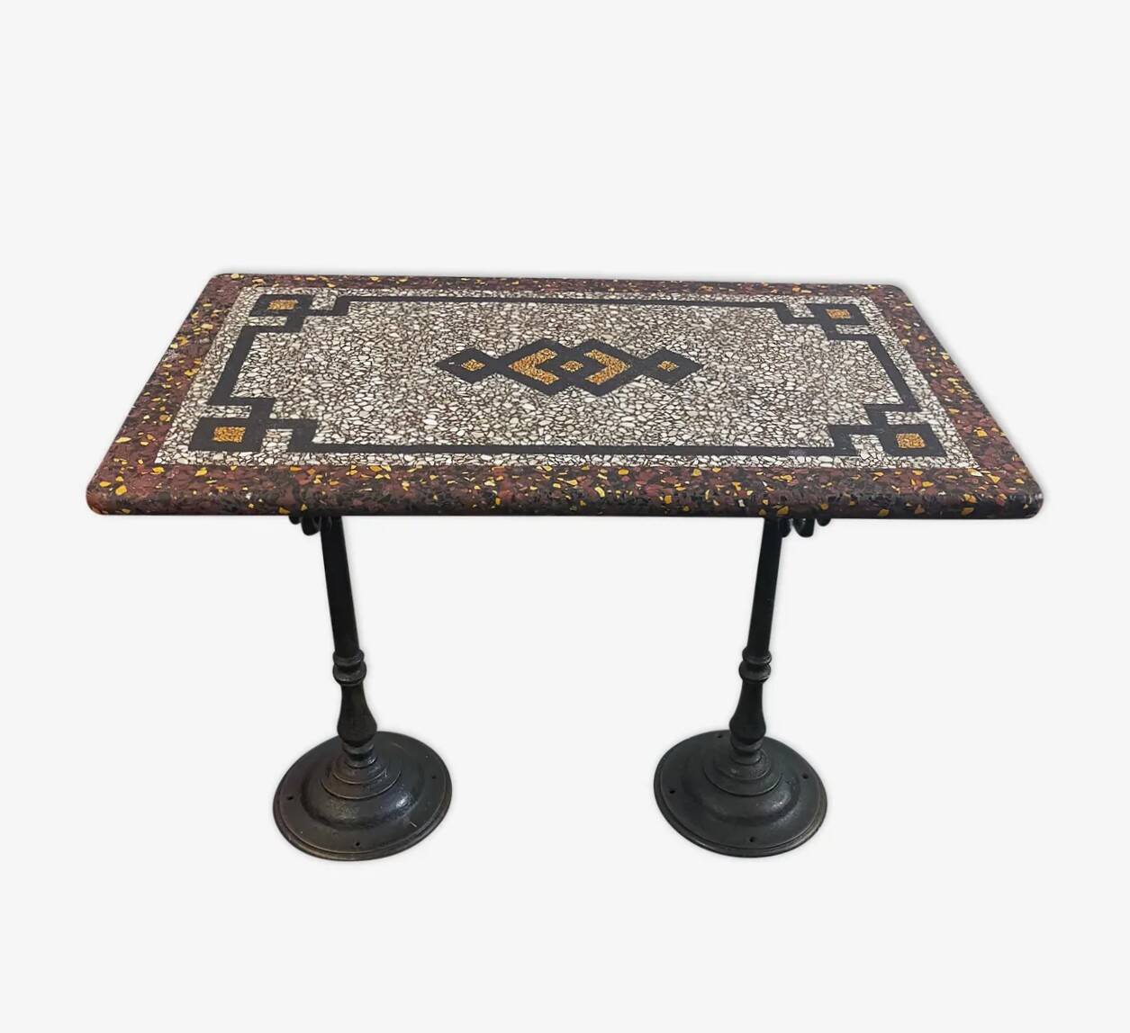 Table bistrot fonte et Terrazzo début 20ème