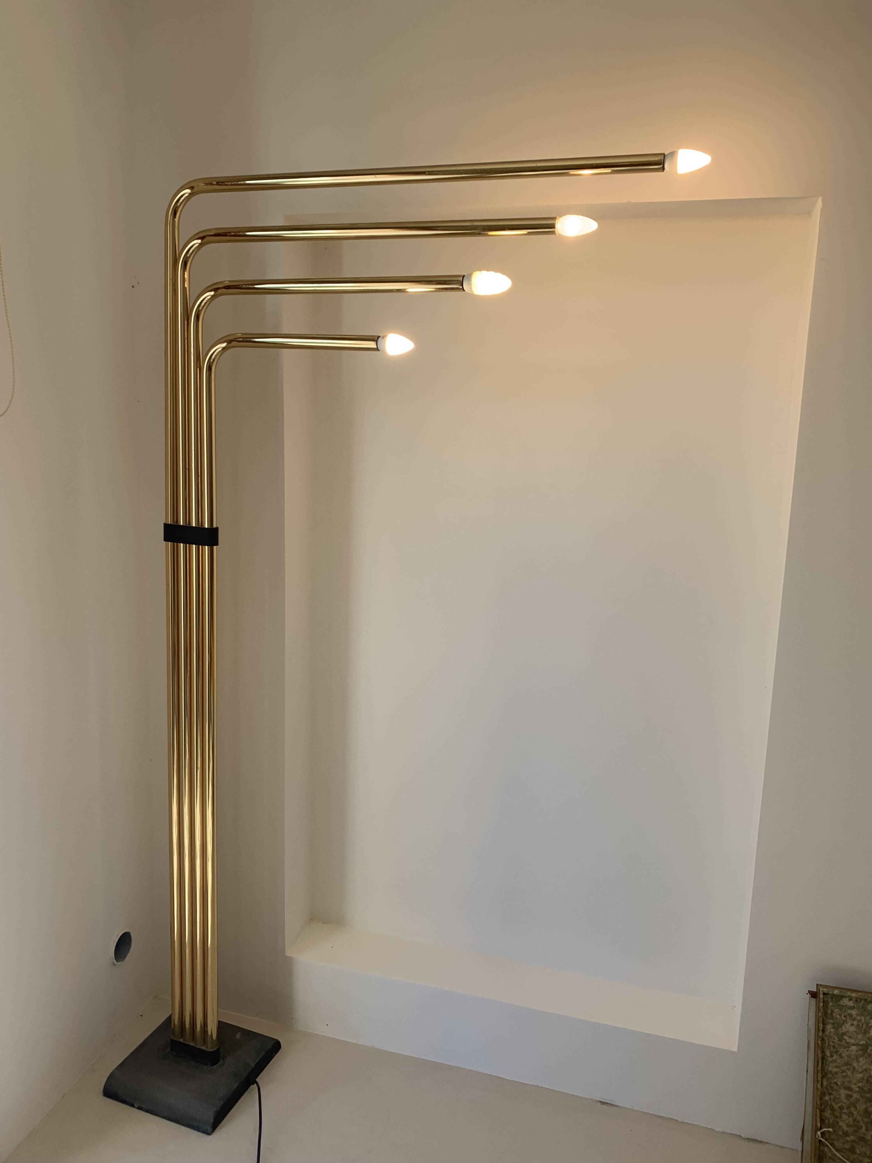 Vintage 1970s adjustable gold floor lamp by Goffredo Reggiani