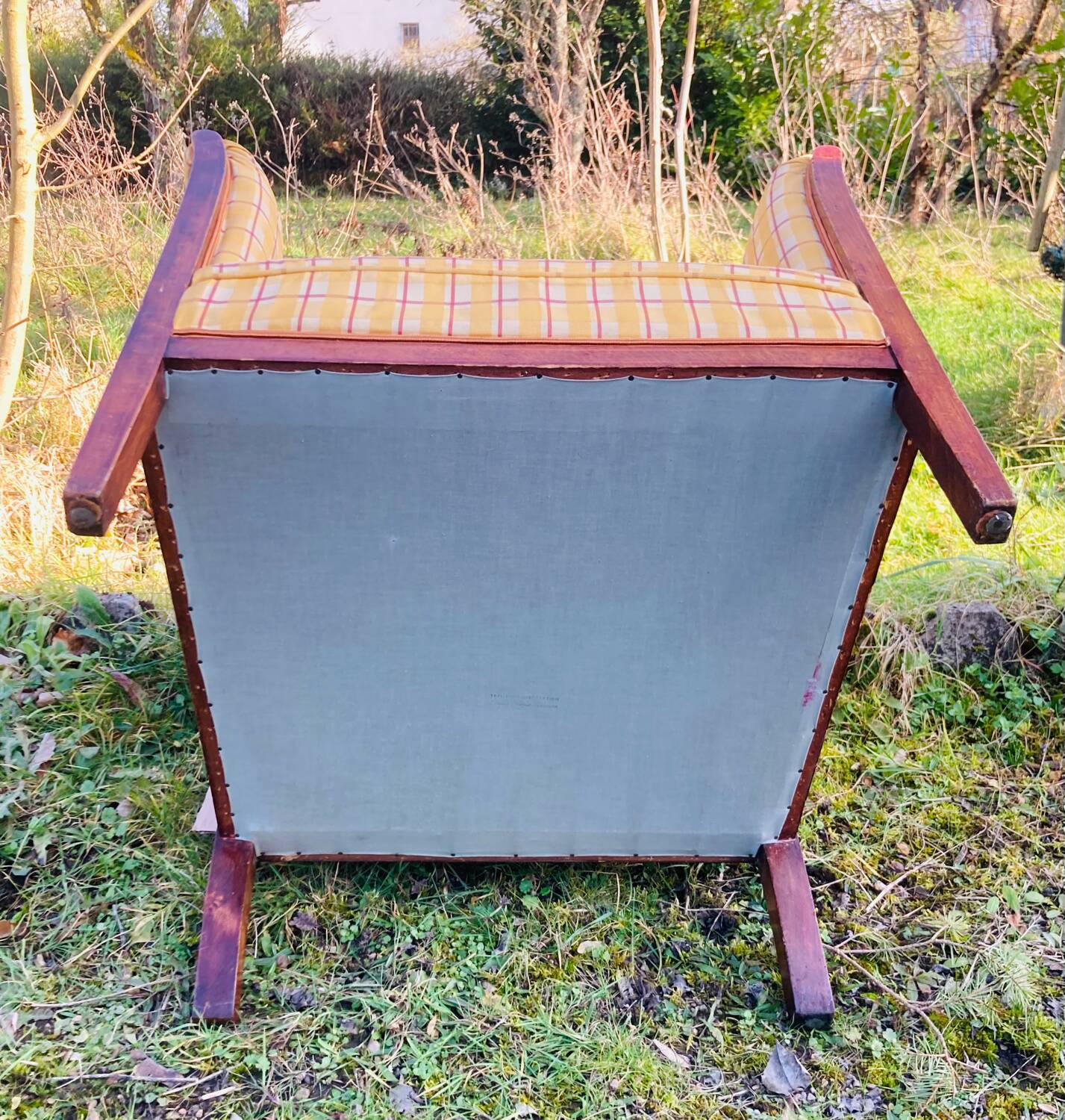Art Deco club armchair in solid wood, early 20th century