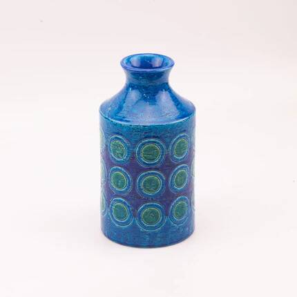 Vintage Bitossi Rimini Blu vase in blue enamel - Aldo Londi 1960s