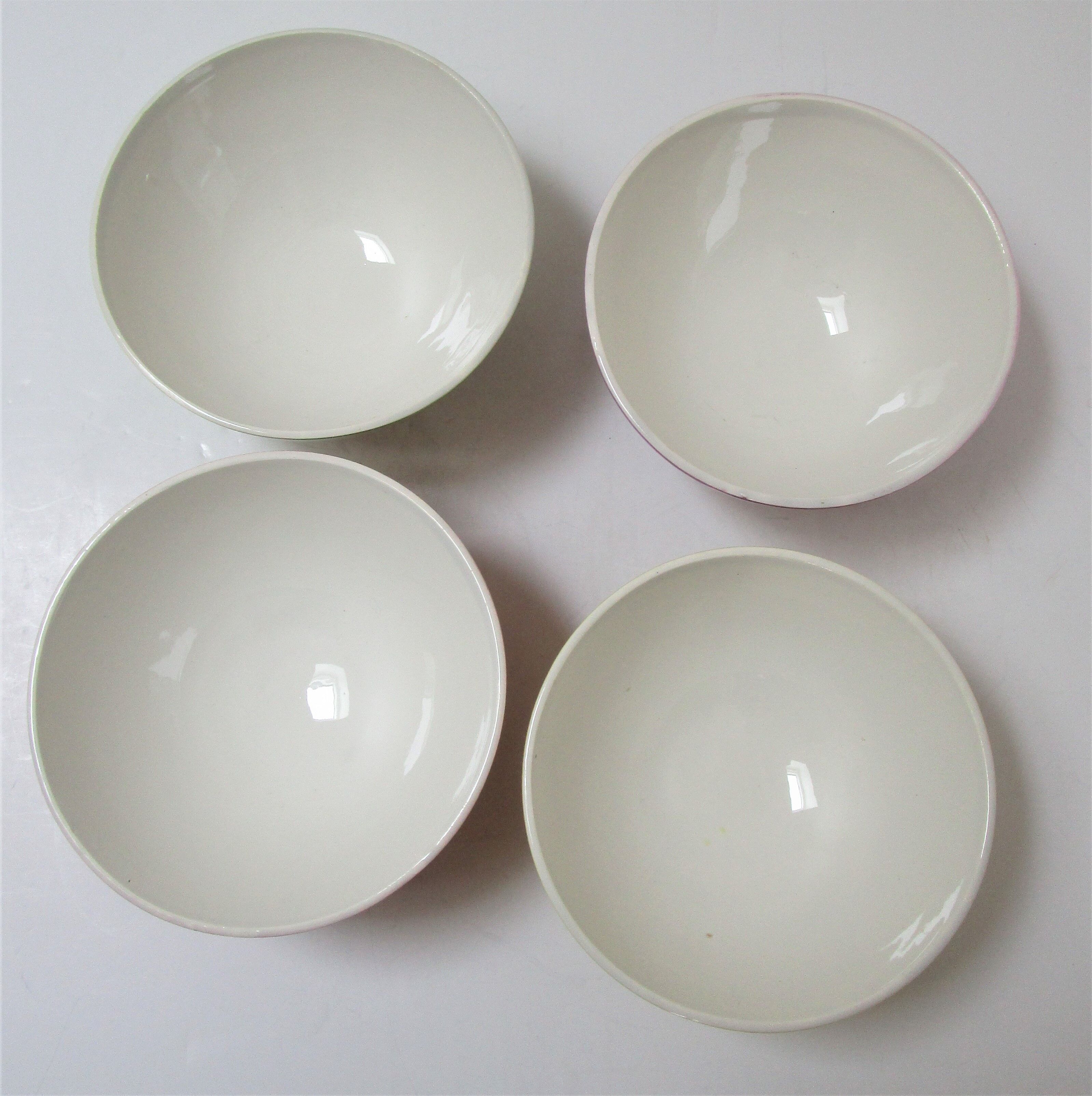 Four bowls Digoin Sarreguemines old pastel tones