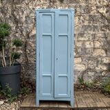 Armoire parisienne ancienne bleue grisée H154