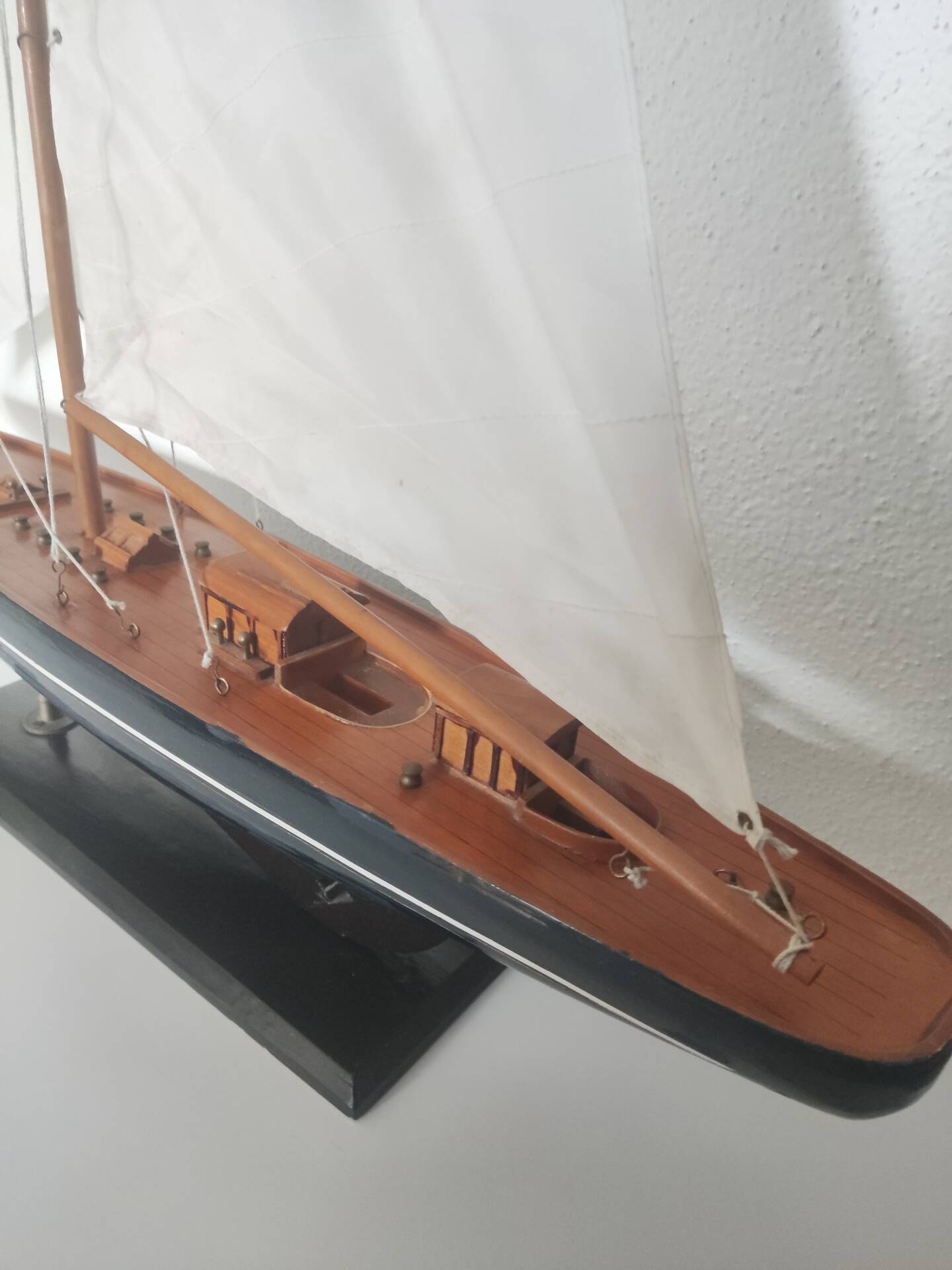 Large classic wooden pond sailboat model - Marine decor