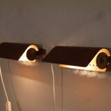 Pair of Scandinavian wall lights in teak from the 1960s.