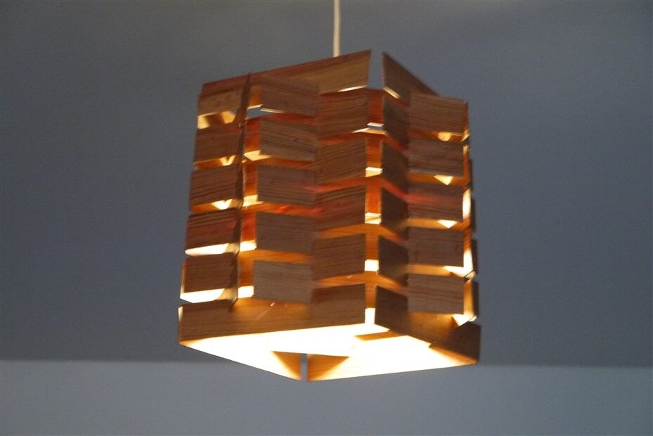 Scandinavian vintage wooden pendant lamp 1960