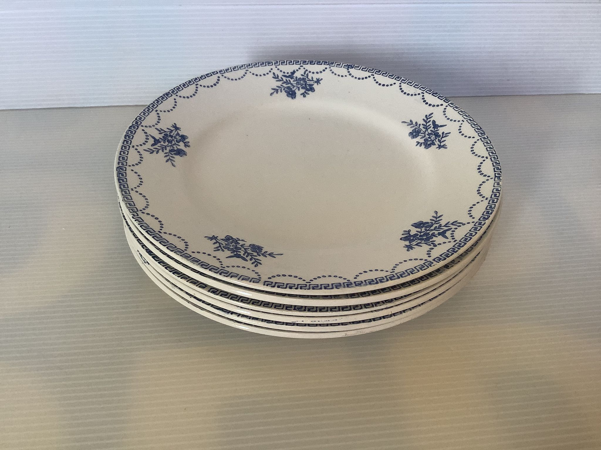 6 old earthenware plates blue flowers st Amand ceranord
