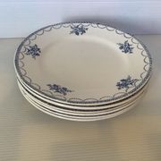 6 old earthenware plates blue flowers st Amand ceranord